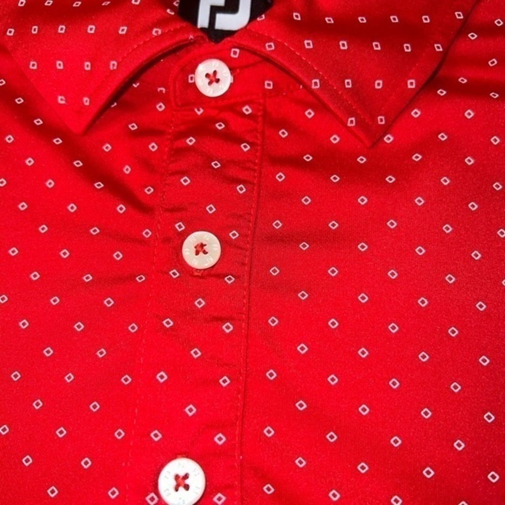 EUC FJ FootJoy Shirt Mens XL Red Paisley Lightweight Short Sleeve‎ Golf Polo (T) - Picture 5 of 9